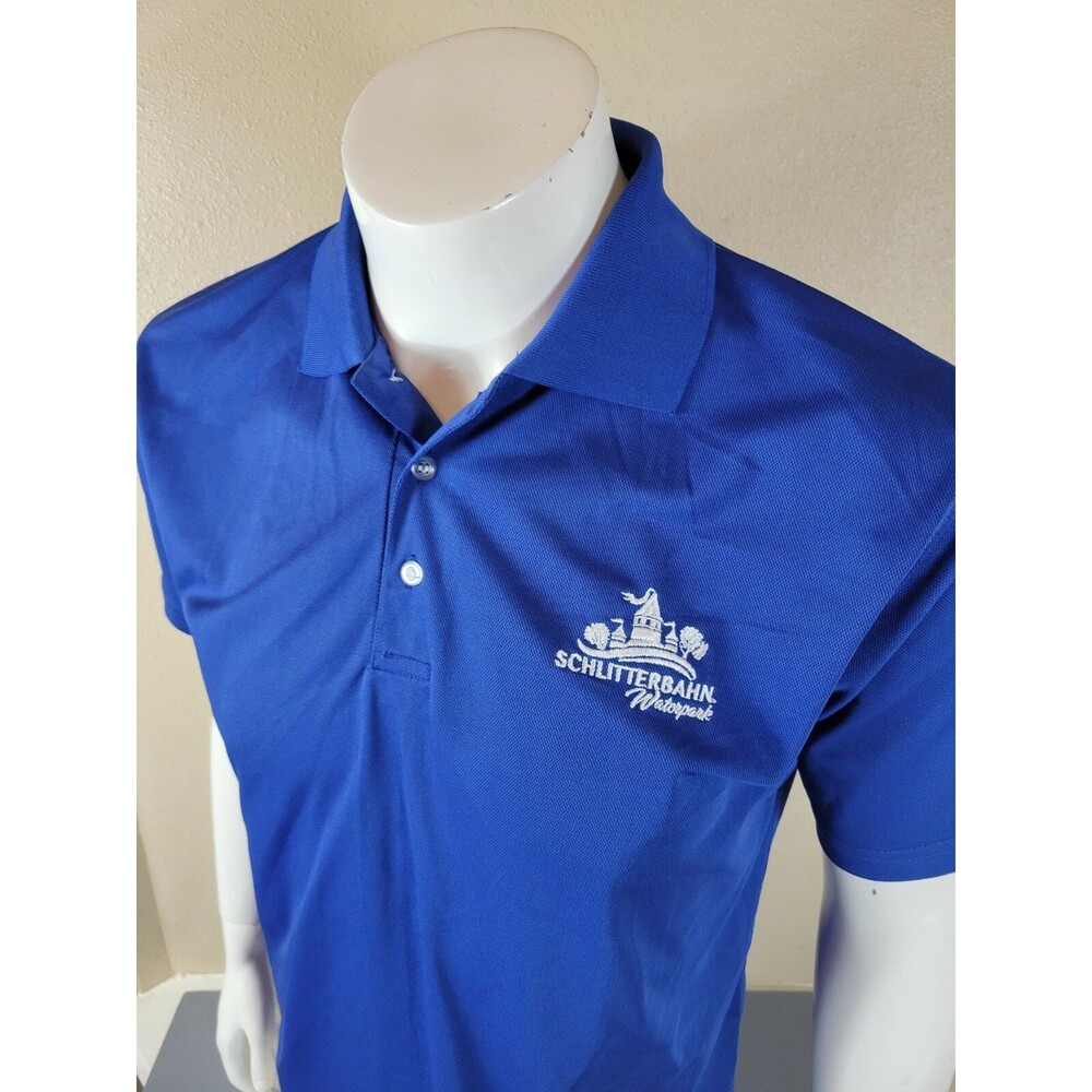 Schlitterbahn Staff Polo Shirt Size Medium Dark Blue